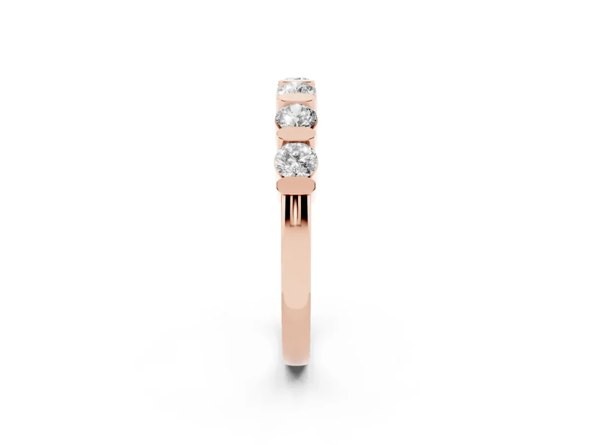 Channel Set Round Diamond Half Eternity Band Rose gold