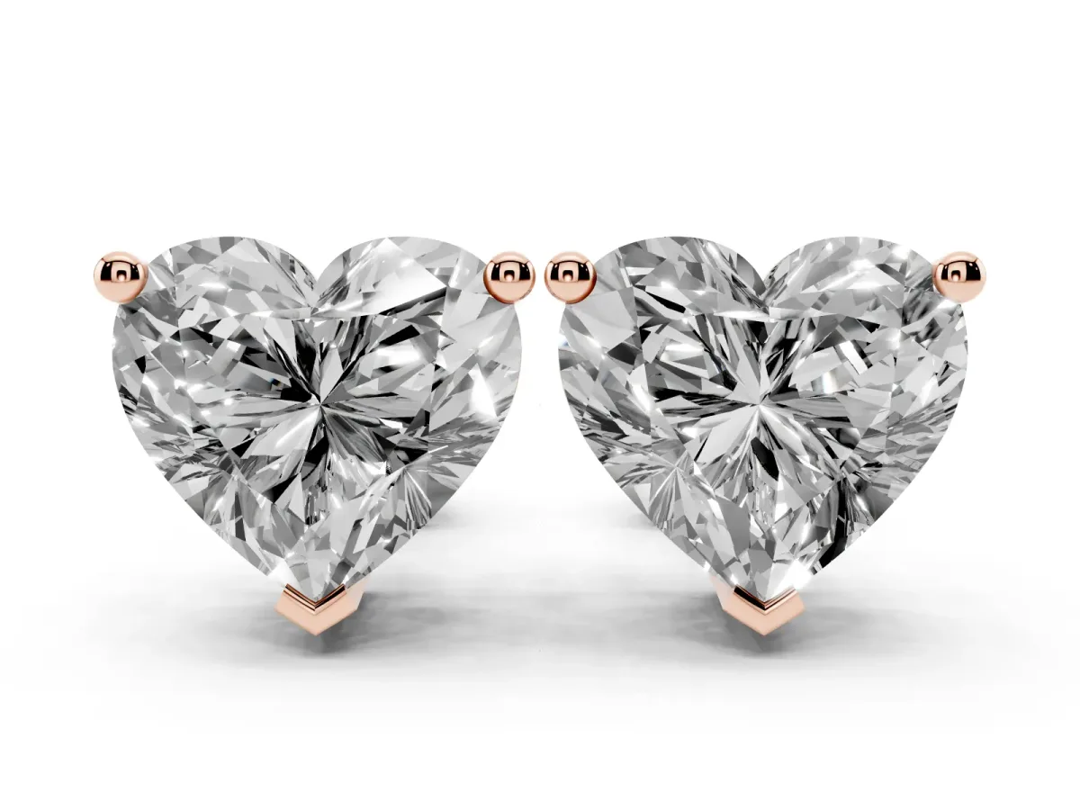 Heart Cut Diamond Stud Earrings Rose gold