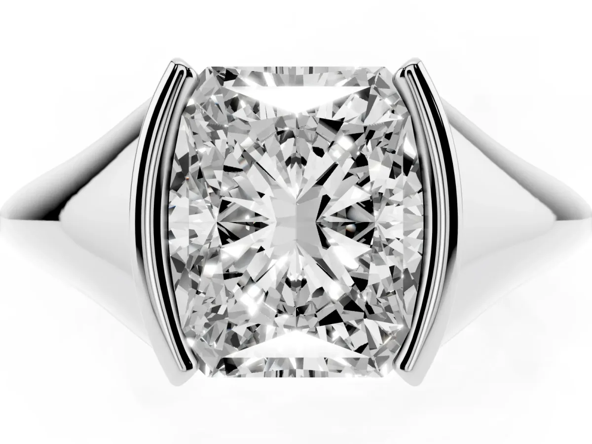 Radiant Cut Solitaire Tension Set Diamond Ring Silver