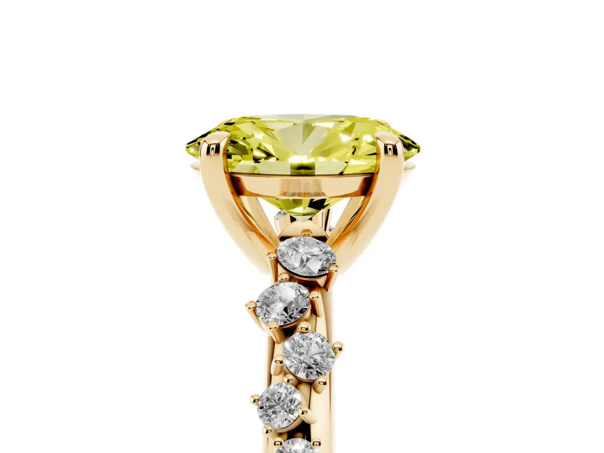 Fancy Yellow Oval Cut Cut Diamond Vine Band with Four-Prong Setting Yellow gold