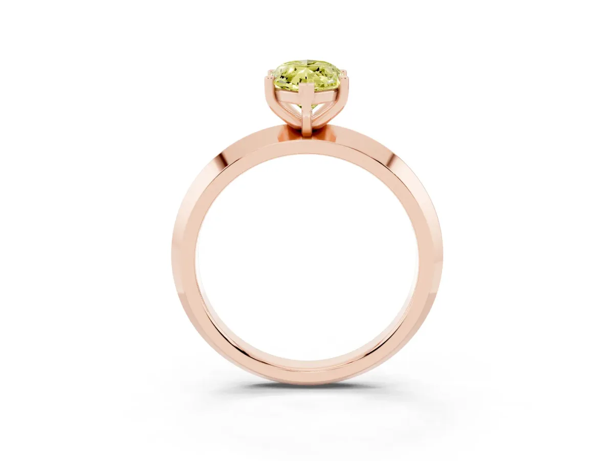 Fancy Yellow Marquise Cut Cut Solitaire Engagement Ring with Flat Band and Four-Prong Setting Rose gold