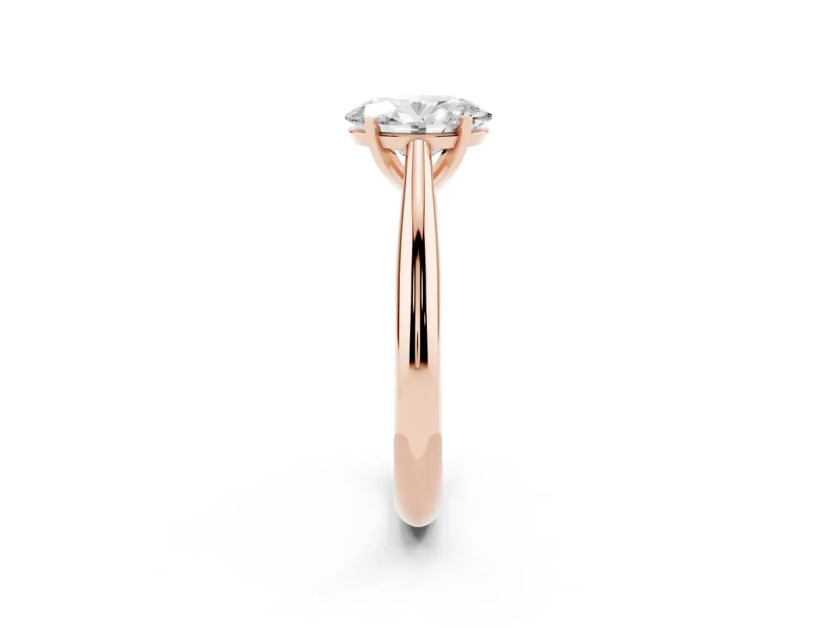 Oval Cut Diamond Solitaire Engagement Ring with Cathedral Setting and Four-Prong Mount Rose gold