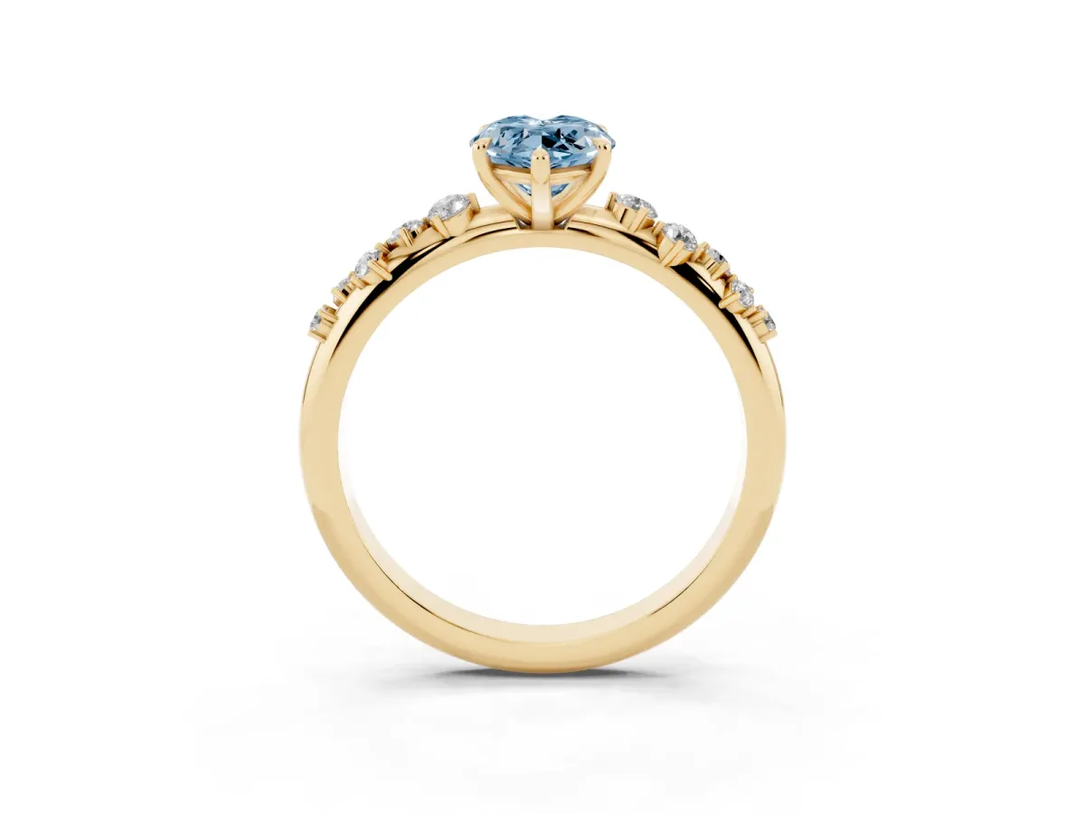 Fancy Blue Marquise Cut Diamond Cluster Prong-Set Solitaire Ring Yellow gold