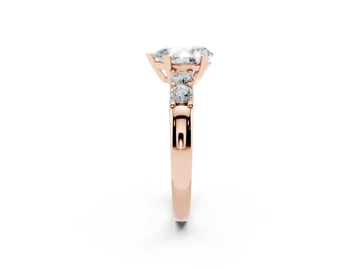 Pear Cut Brilliant Cut Diamond Five-Stone Prong Set Engagement Ring with Channel Band Rose gold
