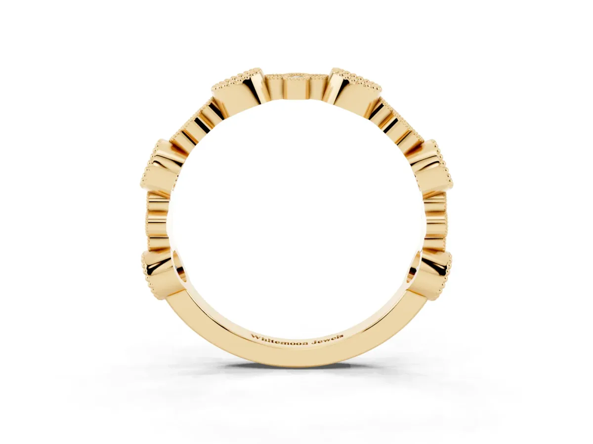 Milgrain Bezel Set Round Diamond Cluster Eternity Band Yellow gold