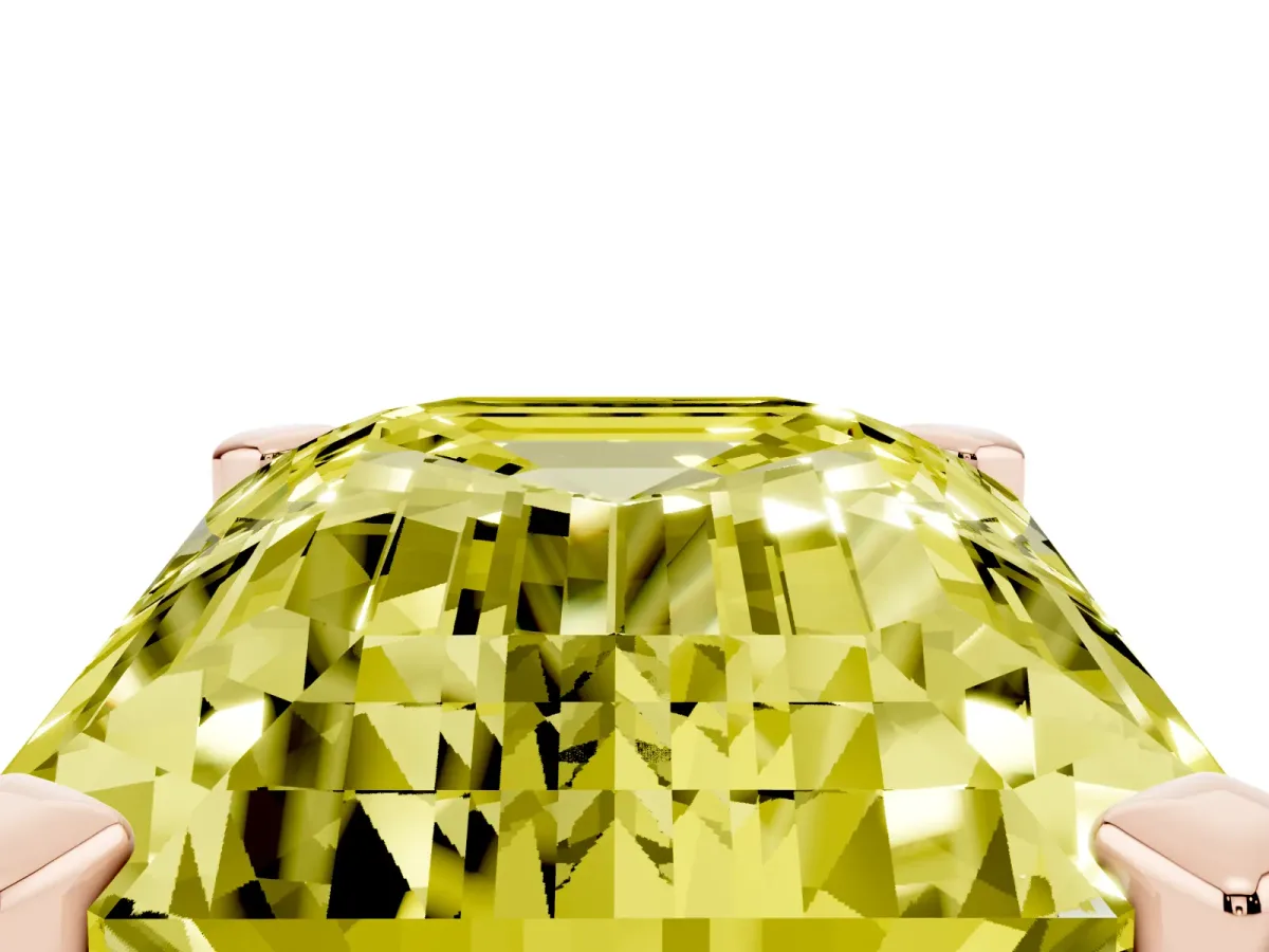 Fancy Yellow Emerald Cut Diamond Solitaire Ring with Prong Setting and Classic Band Rose gold