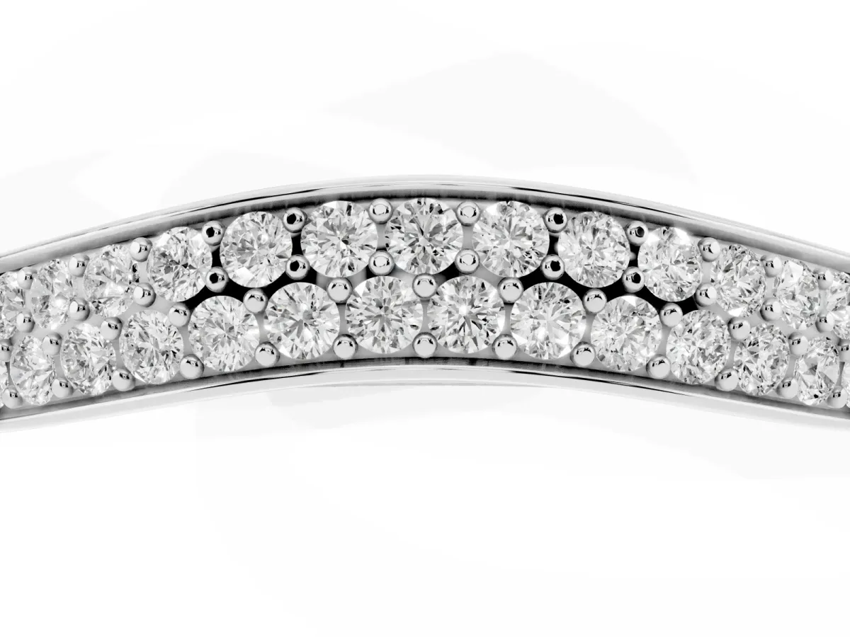 Pavé Round Diamond Contour Band Silver