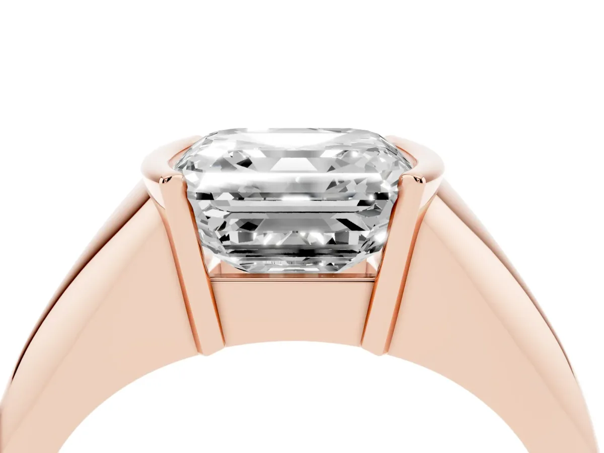 Asscher Cut Solitaire Tension Set Diamond Ring Rose gold