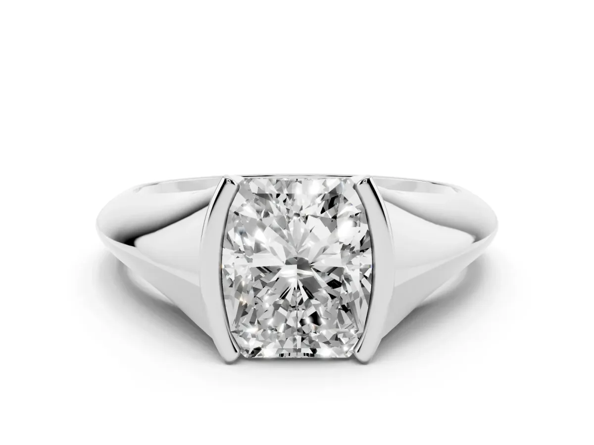 Radiant Cut Solitaire Tension Set Diamond Ring Silver