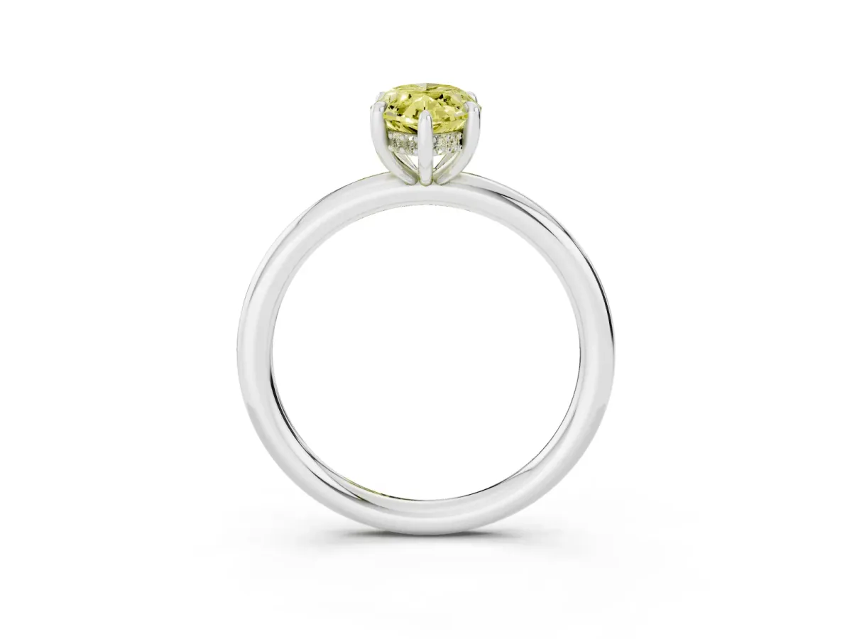Fancy Yellow Marquise Cut Diamond Solitaire Ring with Thin Band and Four-Prong Setting Platinum