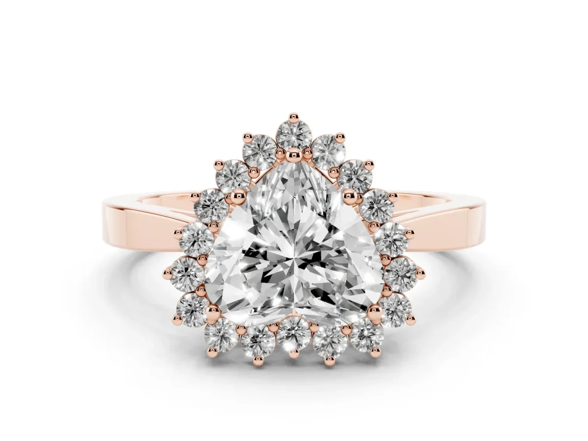 Heart Cut Cut Diamond Halo Ring with Round Brilliant Halo and Solitaire Band Rose gold