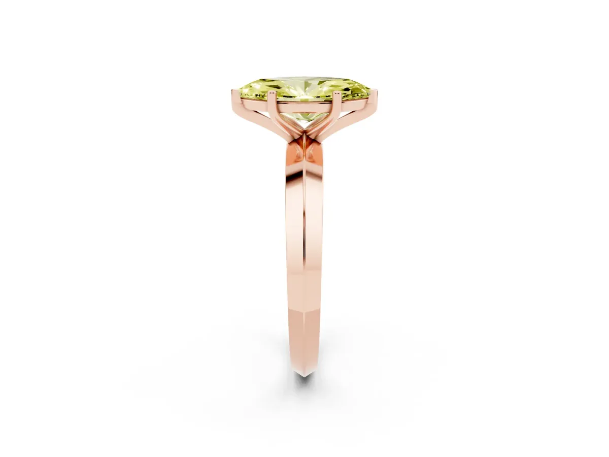 Fancy Yellow Marquise Cut Cut Solitaire Engagement Ring with Flat Band and Four-Prong Setting Rose gold