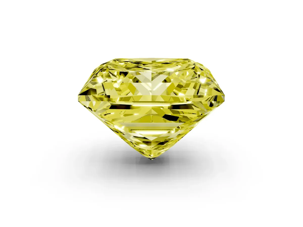 Fancy Yellow Princess Cut Halo Diamond Ring with Milgrain and Bezel Accents on a Split Shank Band Silver