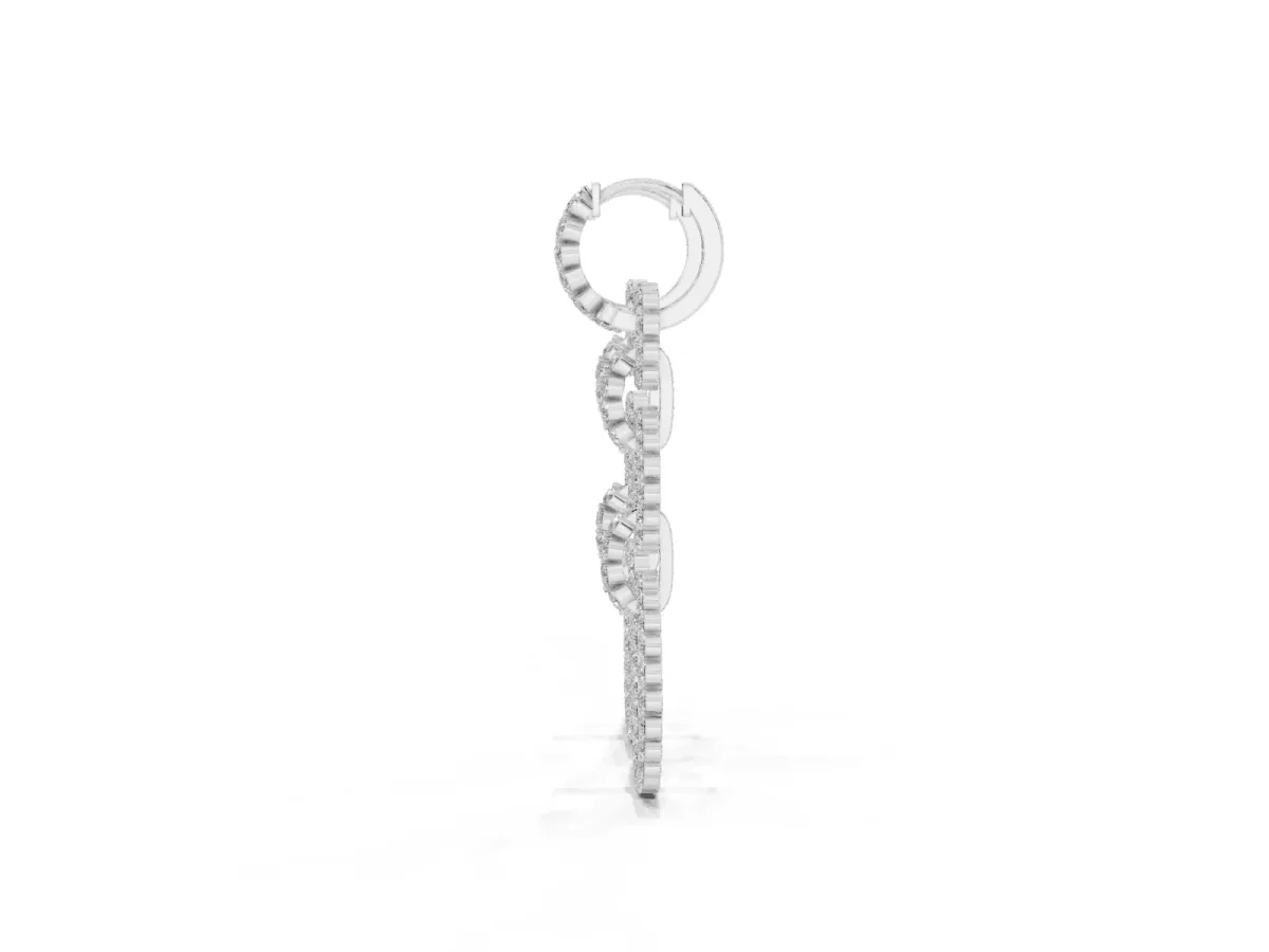 Round Diamond Multiway Open Circle Statement Earrings Silver
