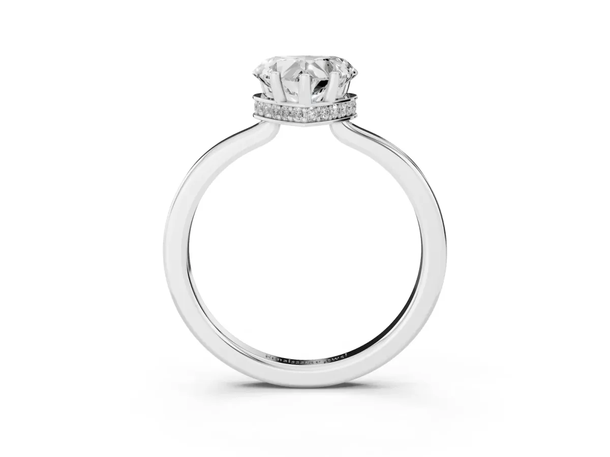 Heart Cut Cut Solitaire Engagement Ring with Four-Prong Setting on a Classic Band Silver