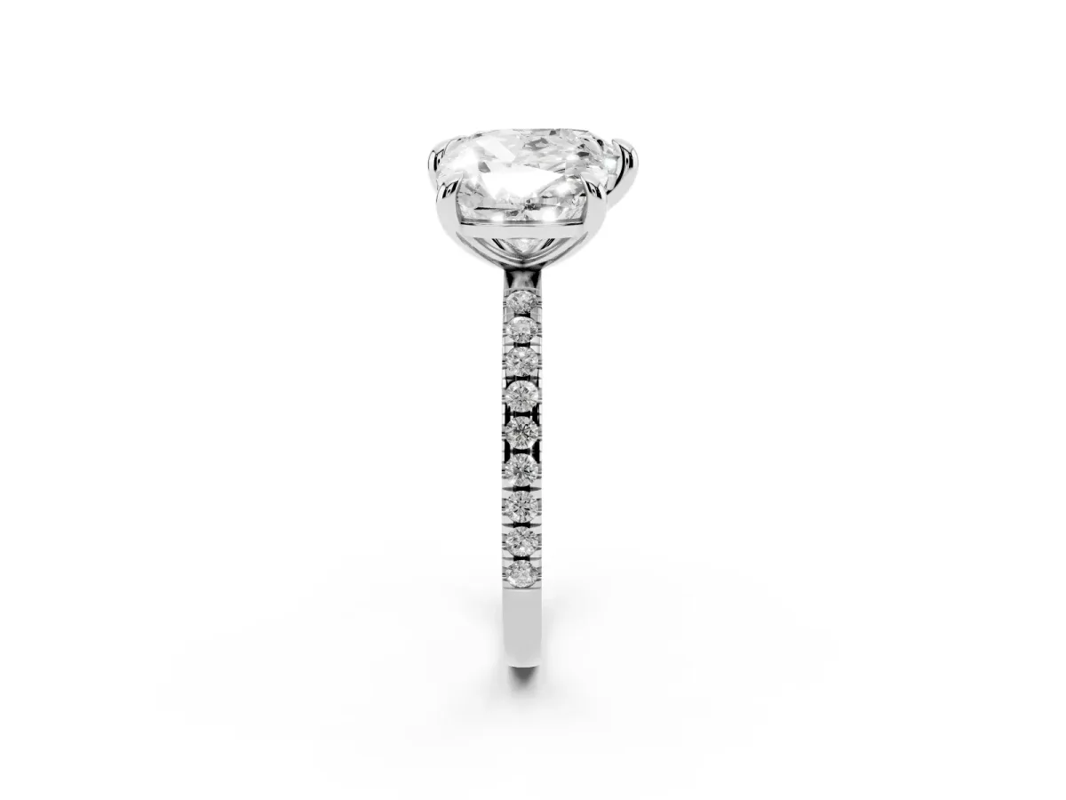 Cushion and Heart Toi Moi Ring with Prong Setting and Pave Band Platinum