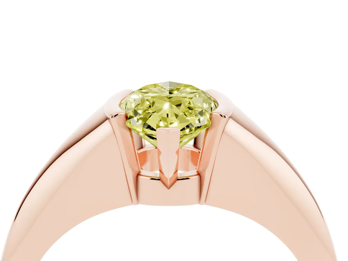 Fancy Yellow Marquise Cut Solitaire Tension Set Diamond Ring Rose gold