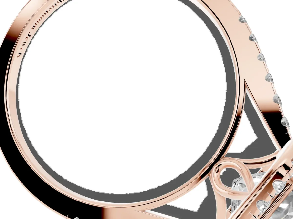 Radiant Cut Halo Pavé Diamond Engagement Ring with Four-Prong Setting Rose gold
