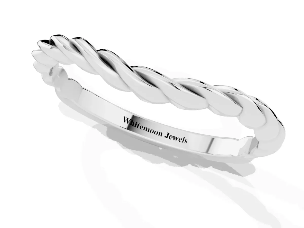 Marquise Diamond Twist Eternity Band with Bezel Setting Silver