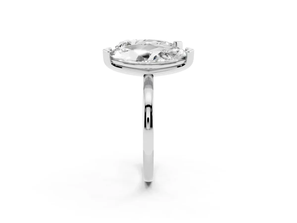 Pear and Marquise Toi Moi Ring with Prong Setting and Plain Band Silver