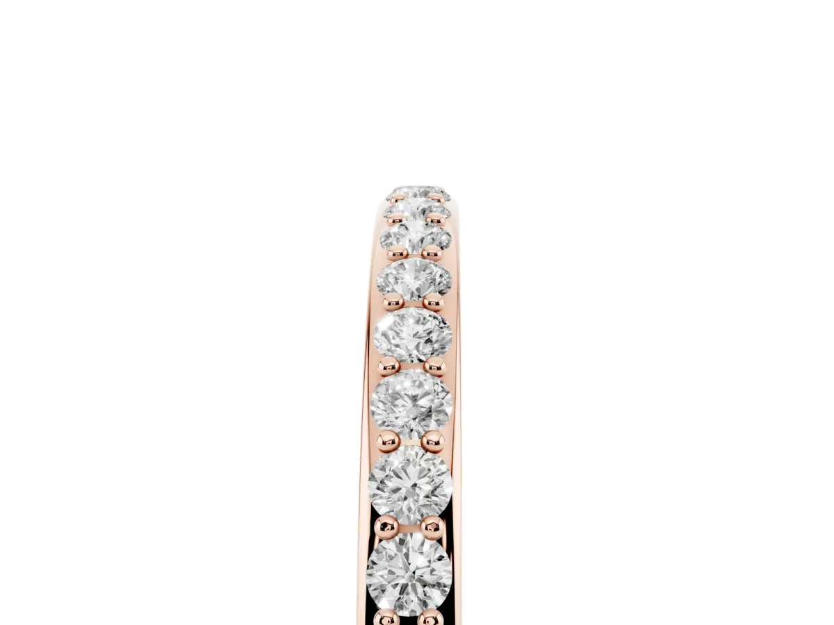 Pavé Round Diamond Eternity Band with Shared Prong Setting Rose gold