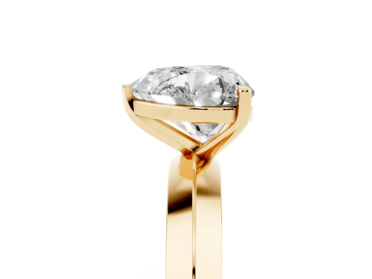 Heart Cut Cut Solitaire Engagement Ring with Flat Band and Four-Prong Setting Yellow gold