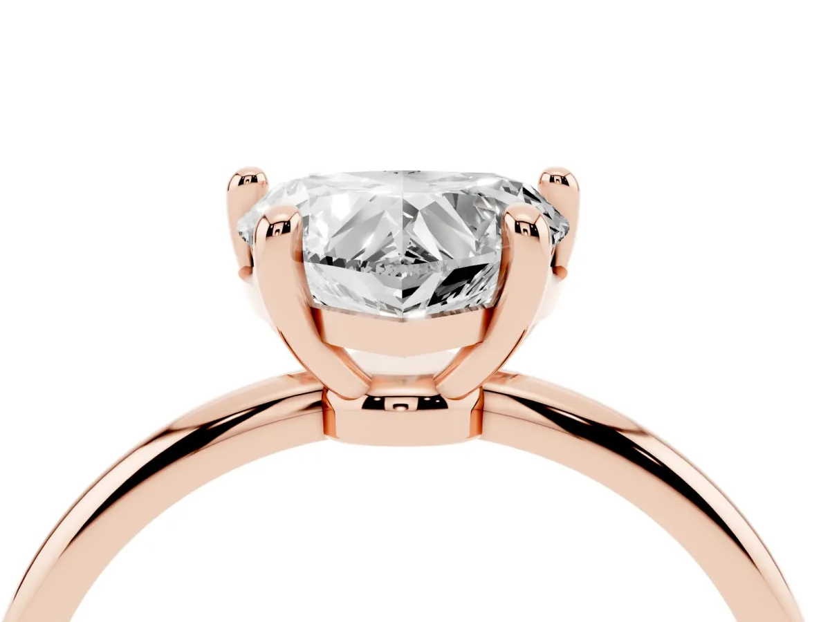 Heart Cut Solitaire Diamond Ring with 4-Prong Setting on a Classic Band Rose gold