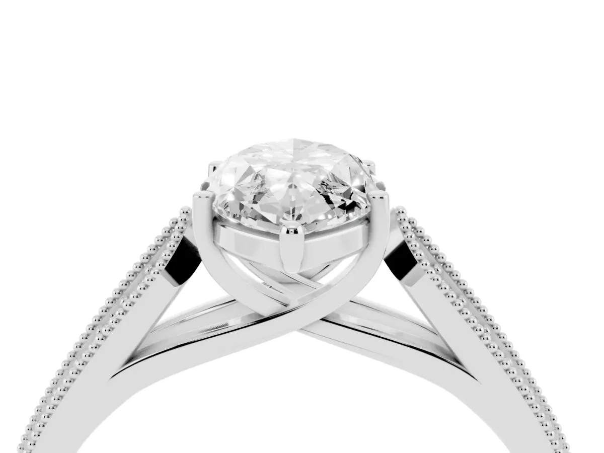 Marquise Cut Cut Pave Split Shank Engagement Ring with Four-Prong Setting White gold