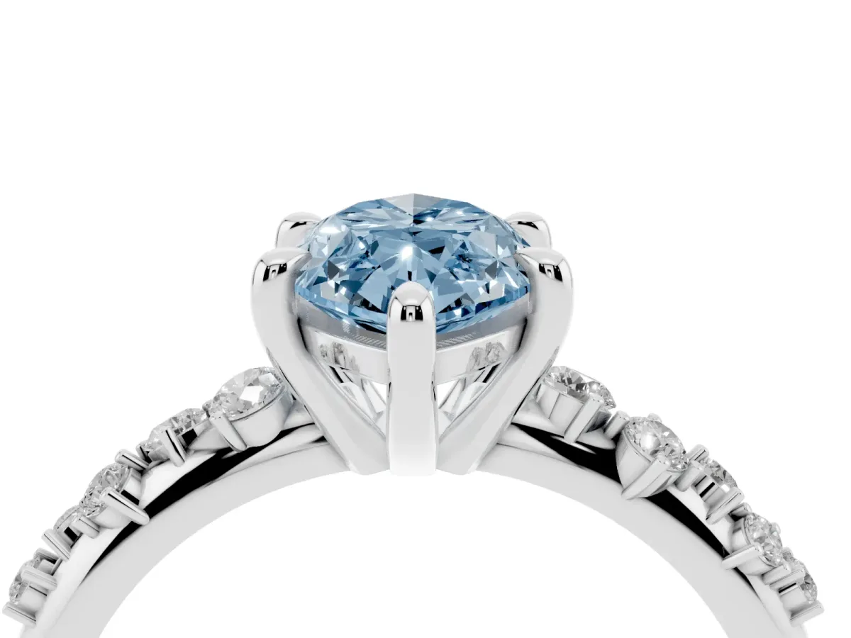 Fancy Blue Marquise Cut Cut Diamond Vine Band with Four-Prong Setting Silver