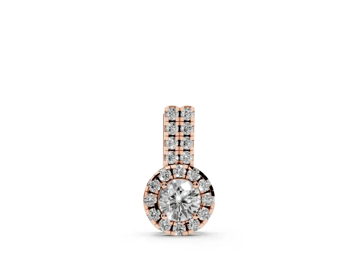 Round Halo Diamond Pendant with Double Prong Setting Rose gold