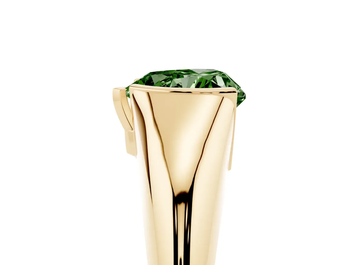 Fancy Green Heart Cut Solitaire Tension Set Diamond Ring Yellow gold