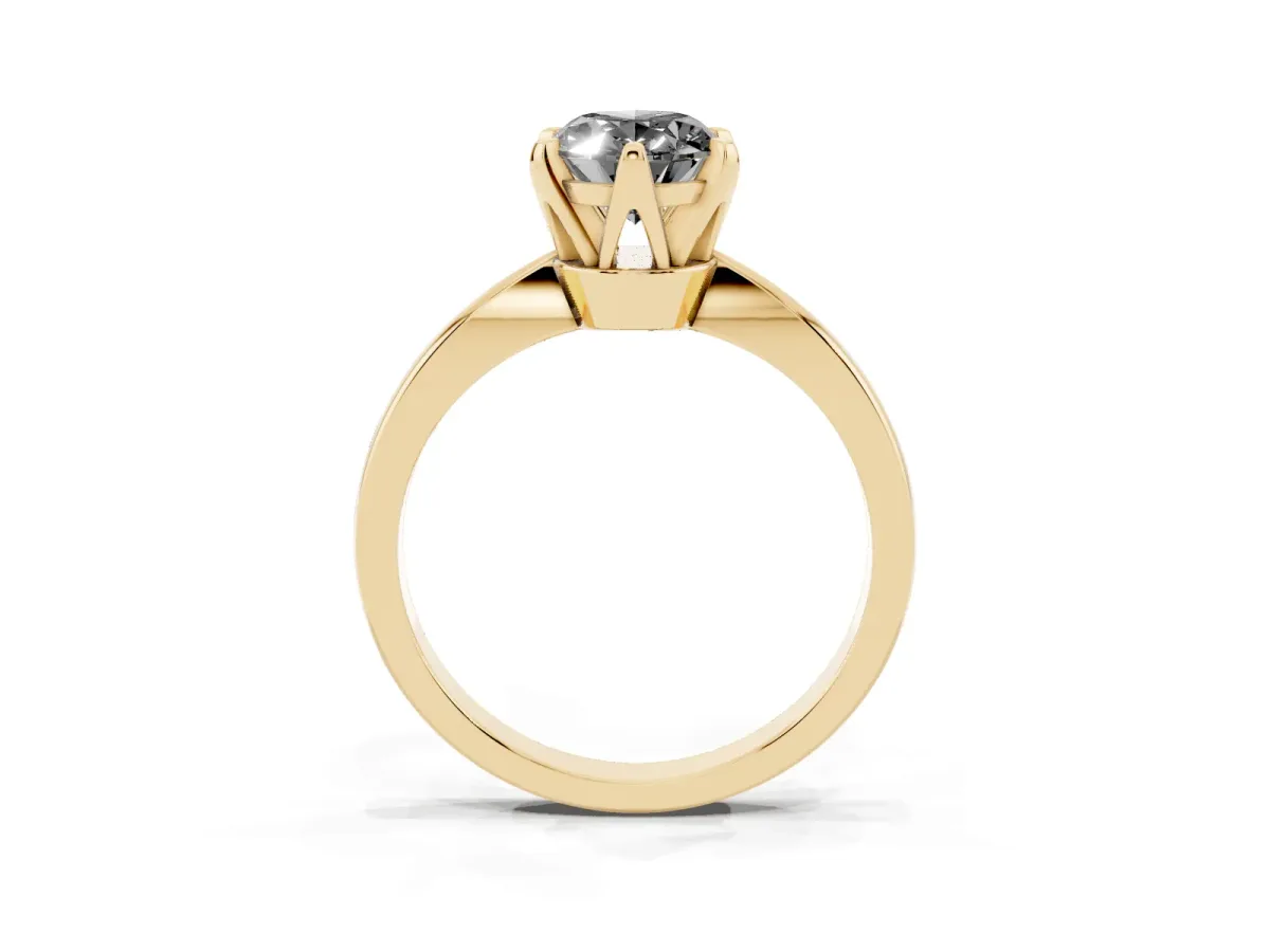 Fancy Black Oval Cut Solitaire Engagement Ring with Six-Prong Setting and Tapered Band Yellow gold