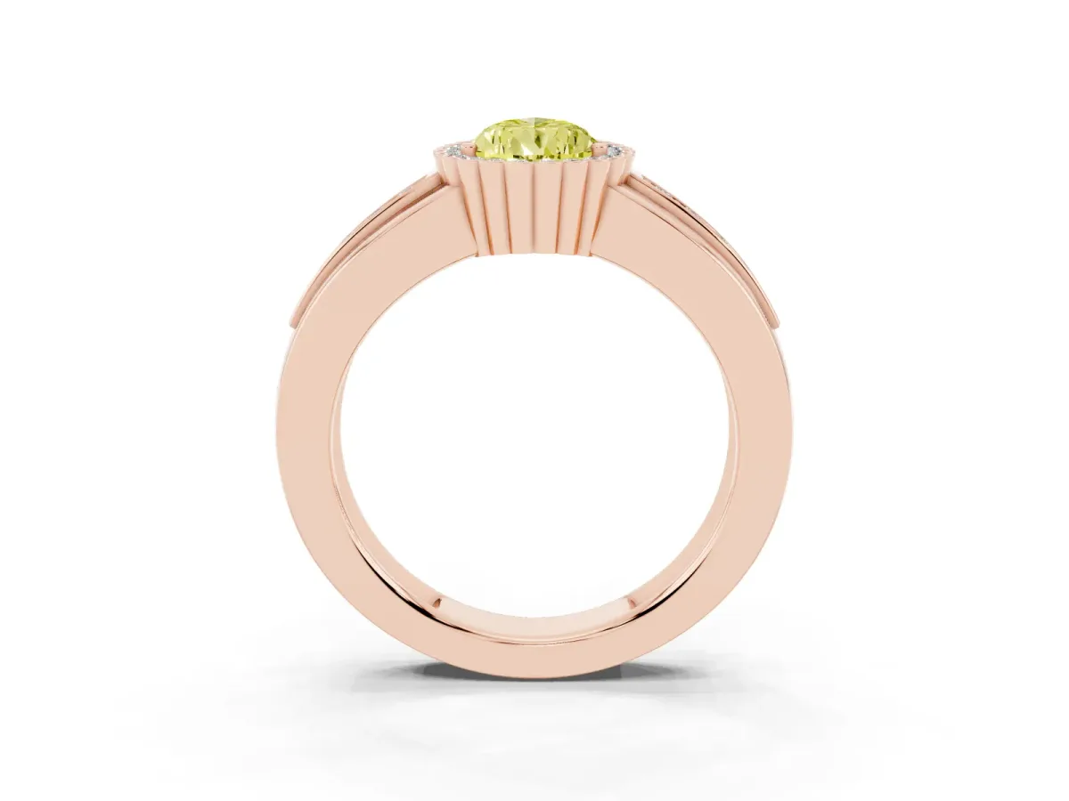 Fancy Yellow Pear Cut Cut Halo Pave Band Four-Prong Ring Rose gold