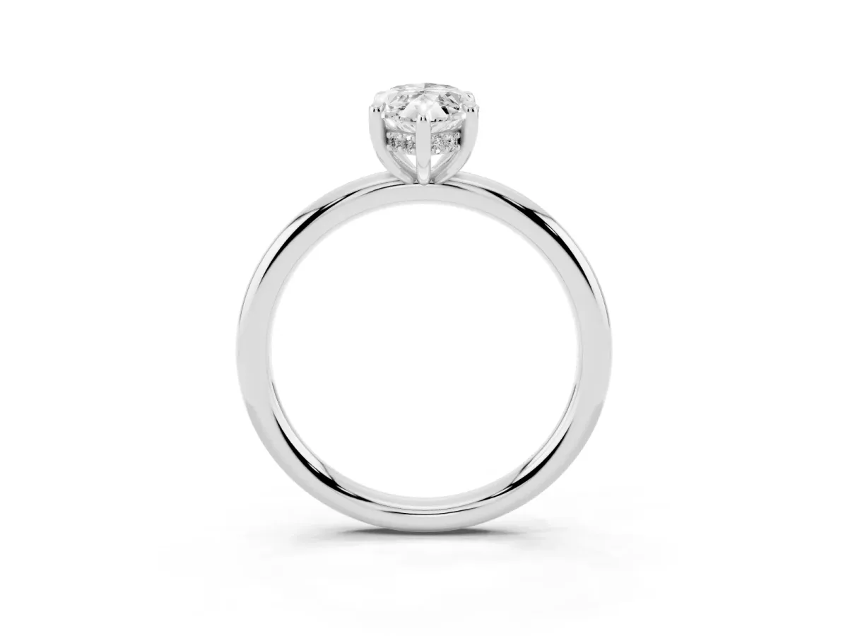 Marquise Cut Diamond Solitaire Ring with Thin Band and Four-Prong Setting Silver
