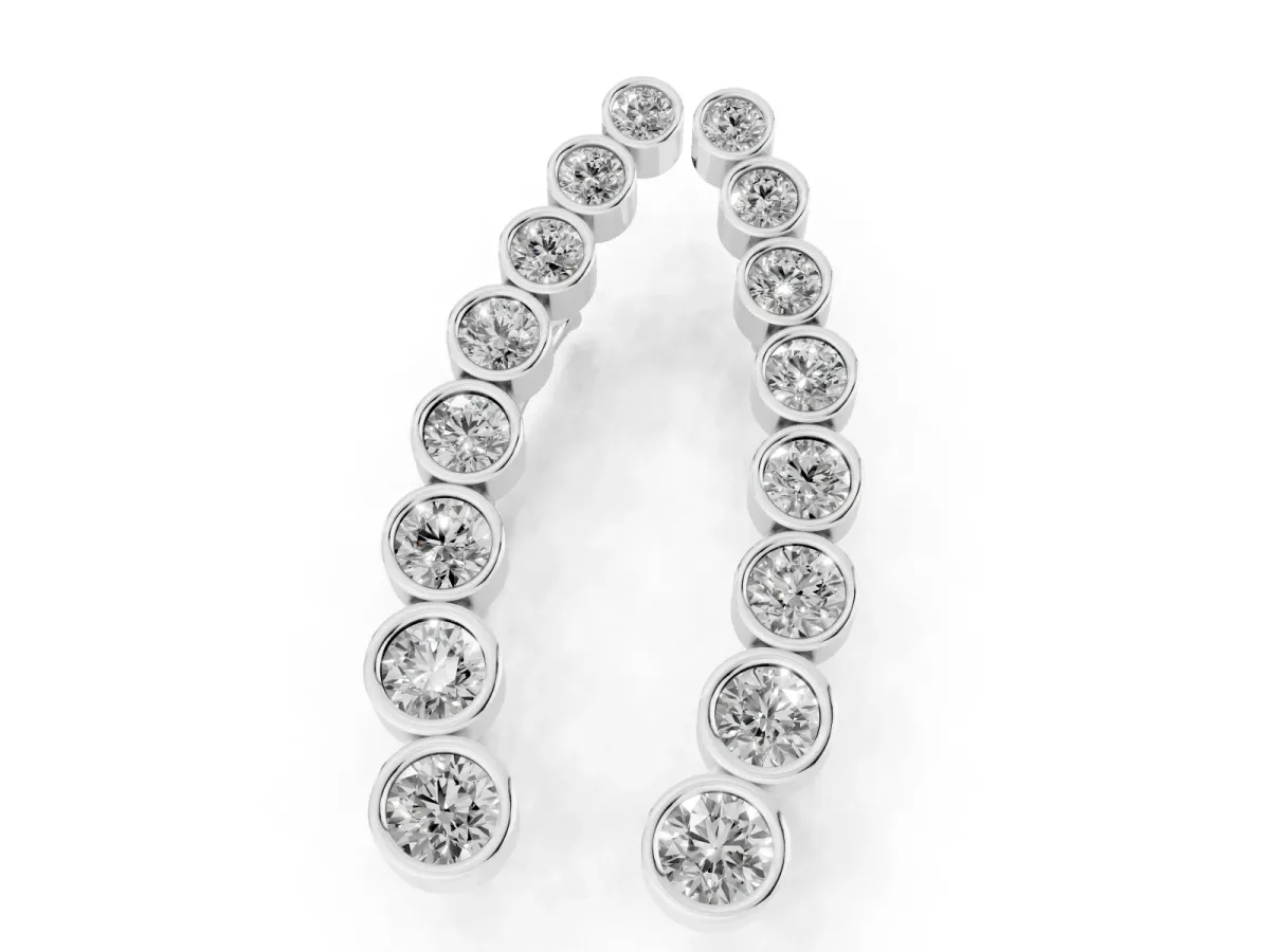 Bezel-Set Round Diamond Climber Earrings Silver