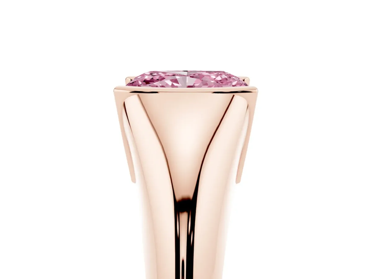 Fancy Pink Radiant Cut Solitaire Tension Set Diamond Ring Rose gold
