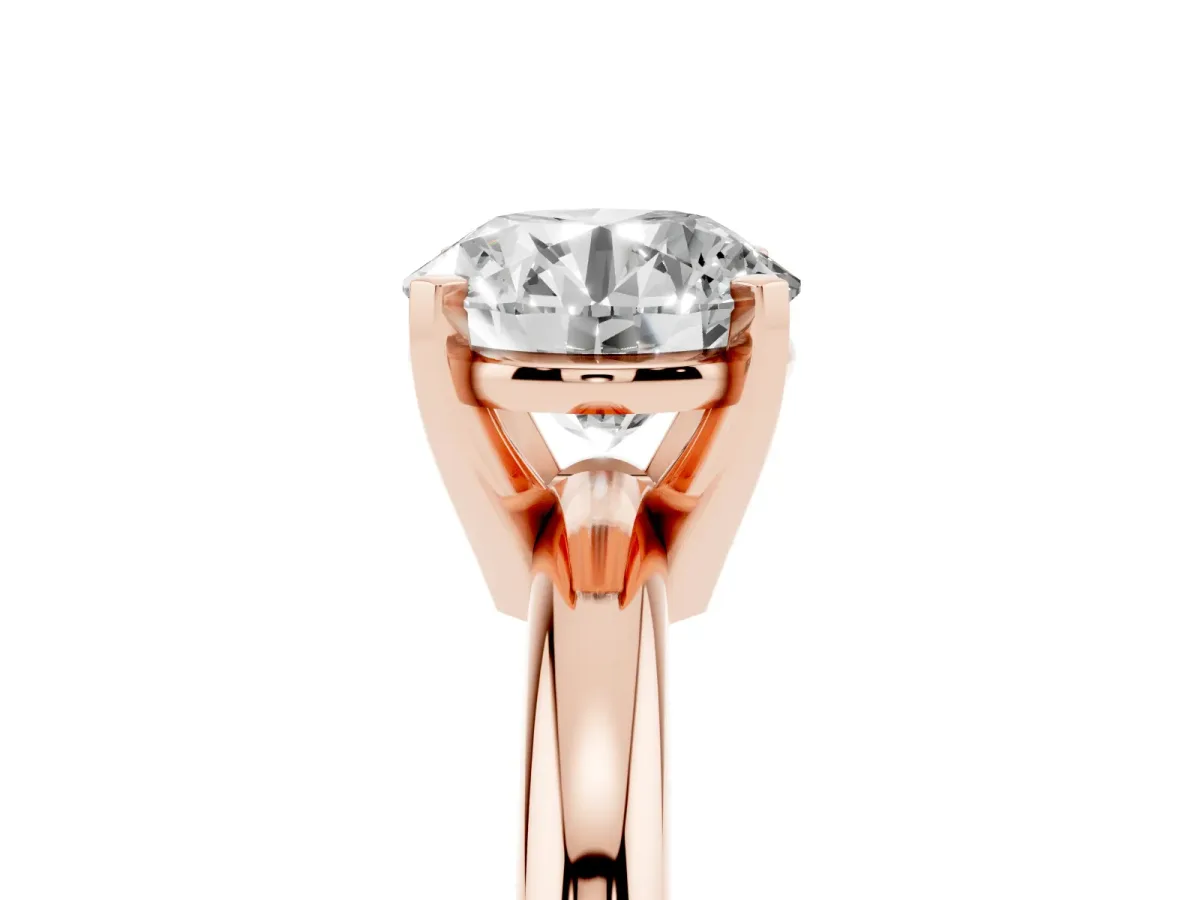 Round Cut Diamond Solitaire Engagement Ring with Round Band and Four-Prong Setting Rose gold