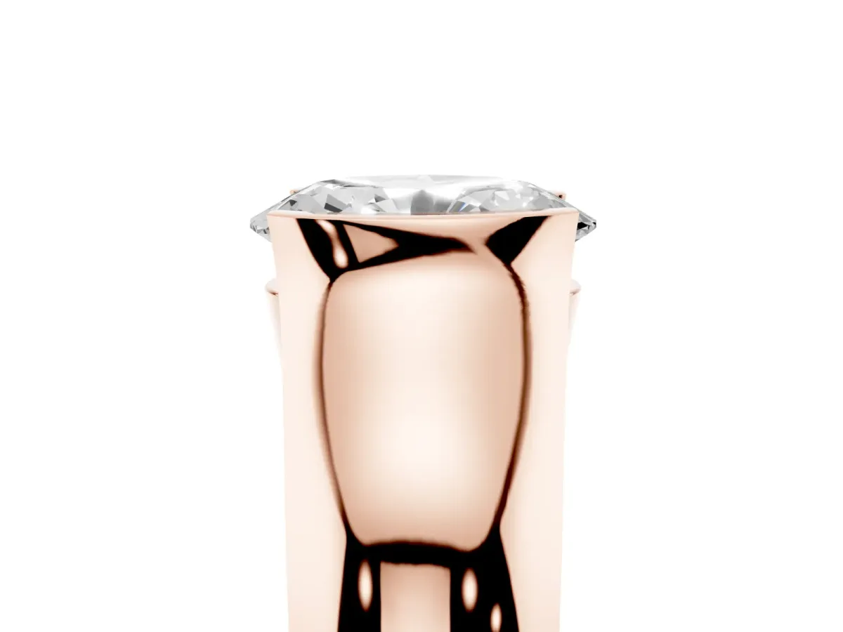 Oval Cut Solitaire Bezel Set Diamond Ring with Wide Band Rose gold