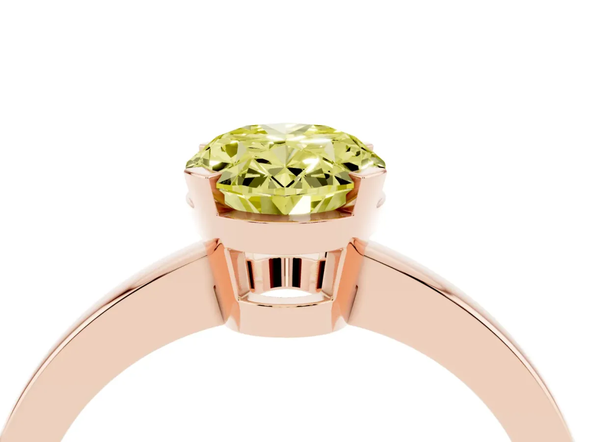 Fancy Yellow Oval Cut Cut Solitaire Ring with Four-Prong Setting and Classic Band Rose gold