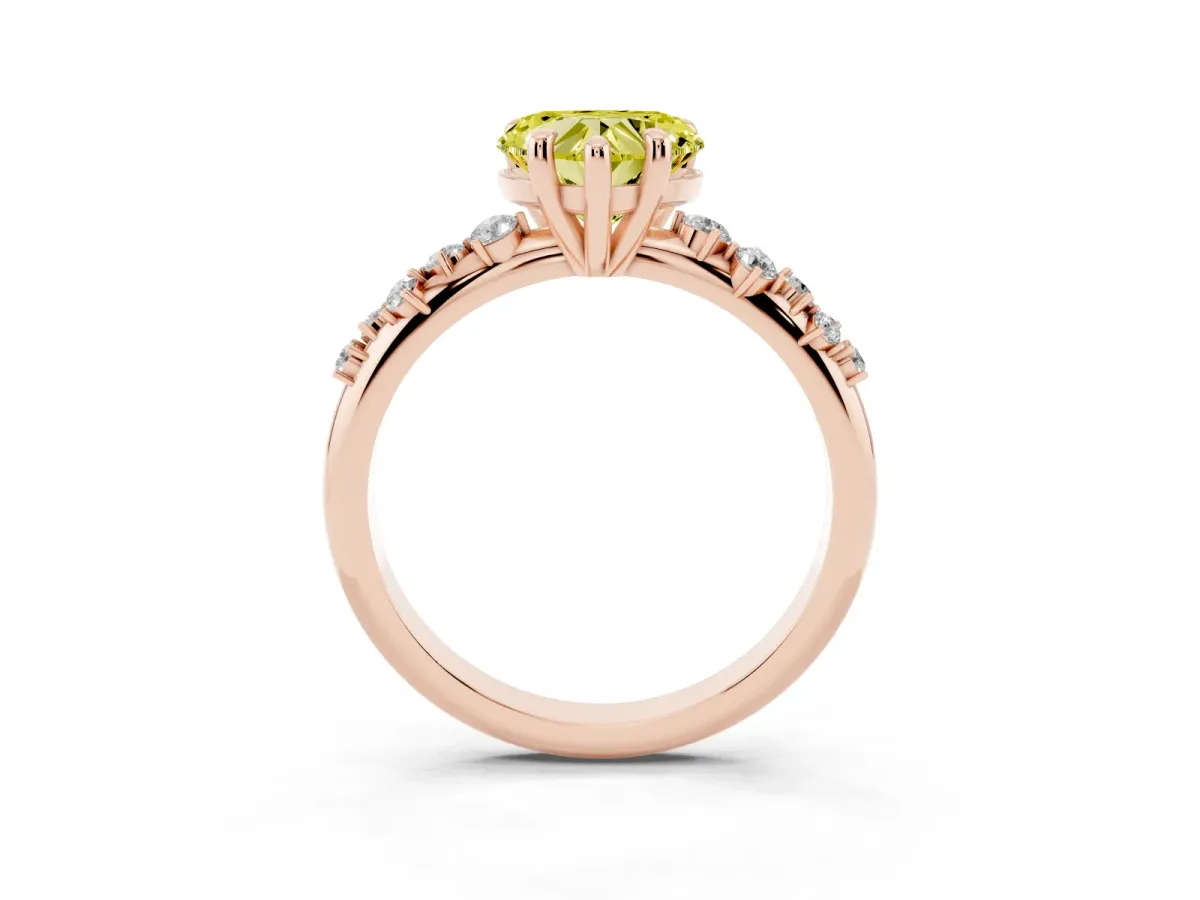 Fancy Yellow Heart Cut Cut Diamond Vine Band with Four-Prong Setting Rose gold