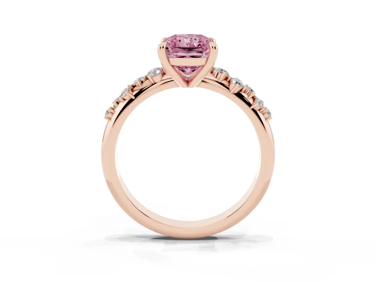 Fancy Pink Radiant Cut Cut Diamond Vine Band with Four-Prong Setting Rose gold
