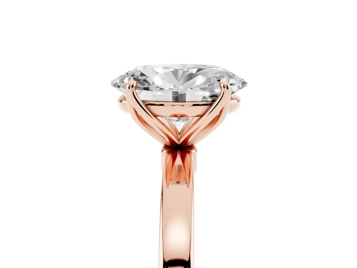 Oval Cut Diamond Solitaire Ring with Thin Band and Prong Setting Rose gold