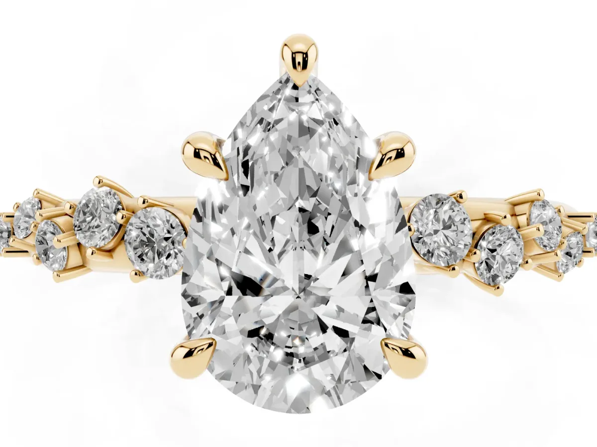Pear Cut Cut Diamond Vine Band with Four-Prong Setting Yellow gold