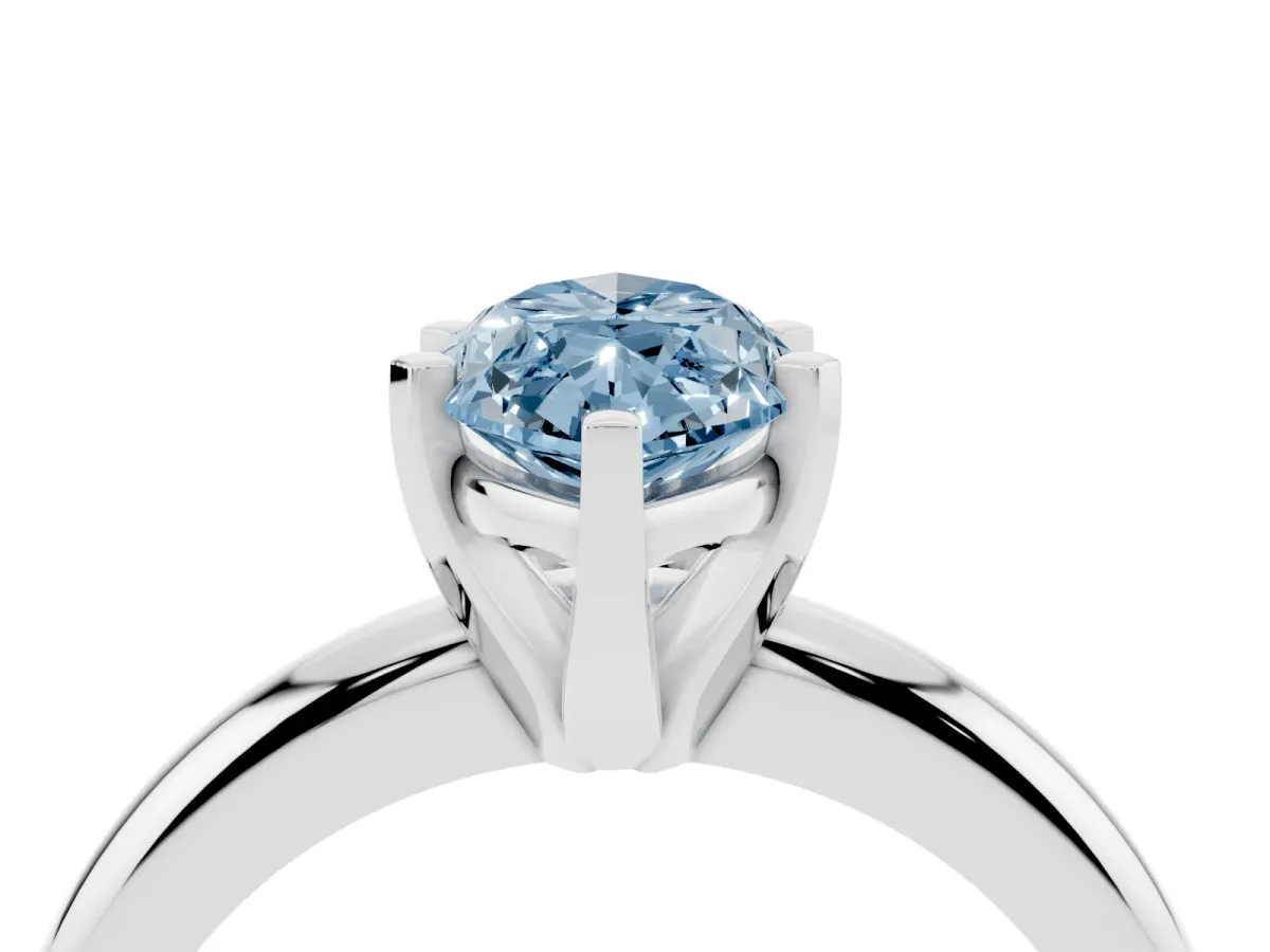 Fancy Blue Marquise Cut Diamond Solitaire Engagement Ring with Round Band and Four-Prong Setting Platinum