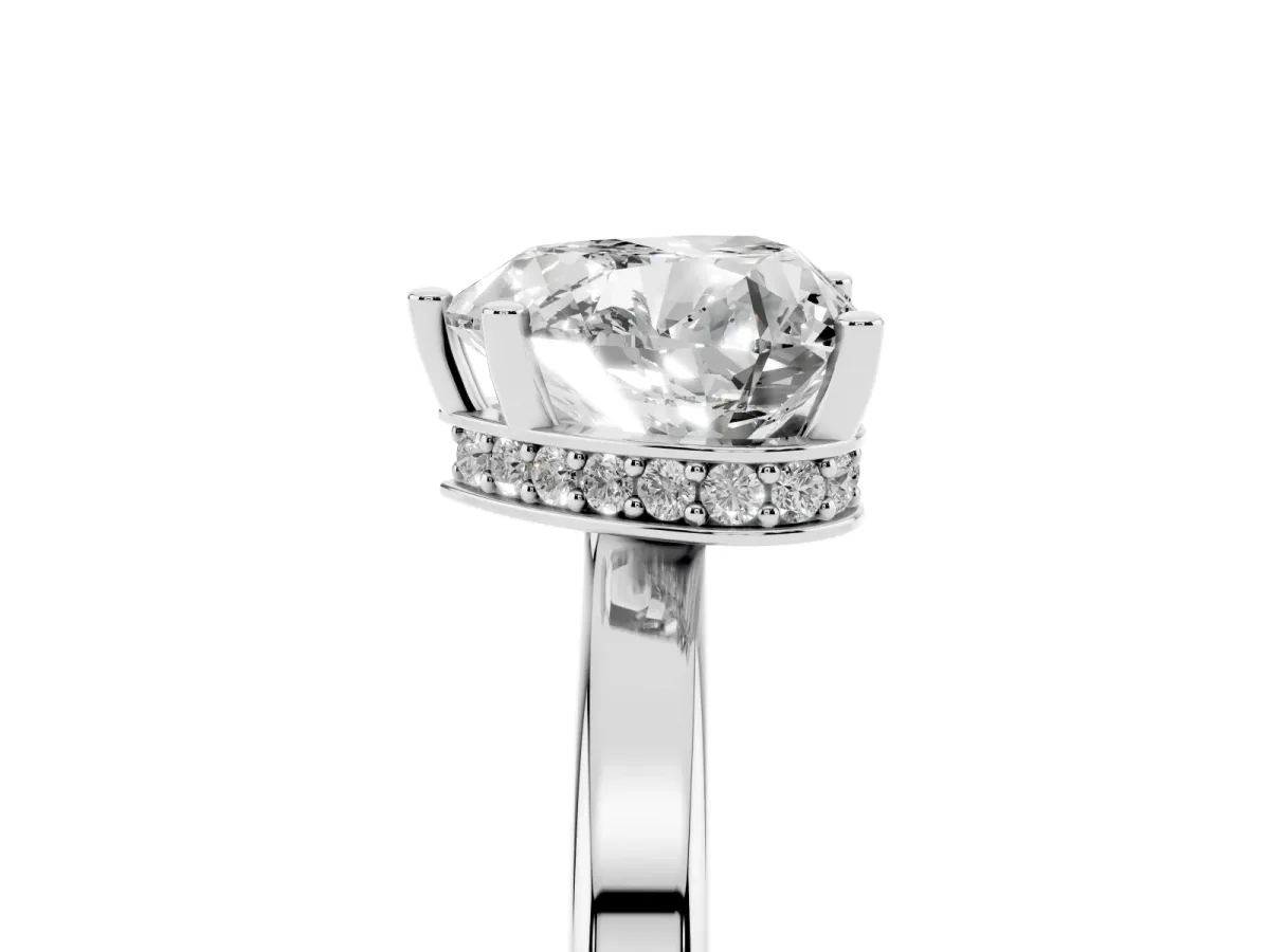 Heart Cut Cut Solitaire Engagement Ring with Four-Prong Setting on a Classic Band Silver