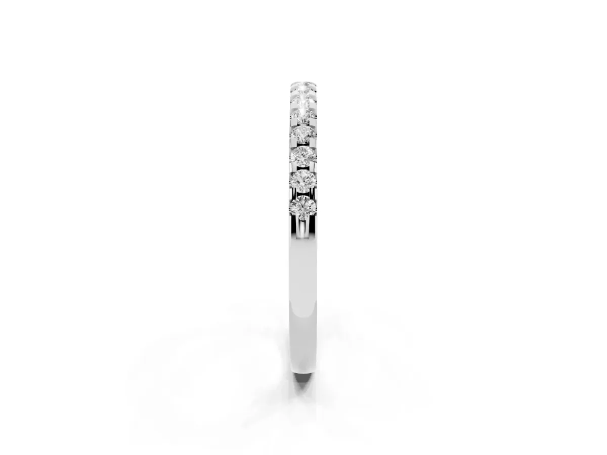 Round Diamond Half Eternity Band with Pavé Setting and Shared Prong White gold