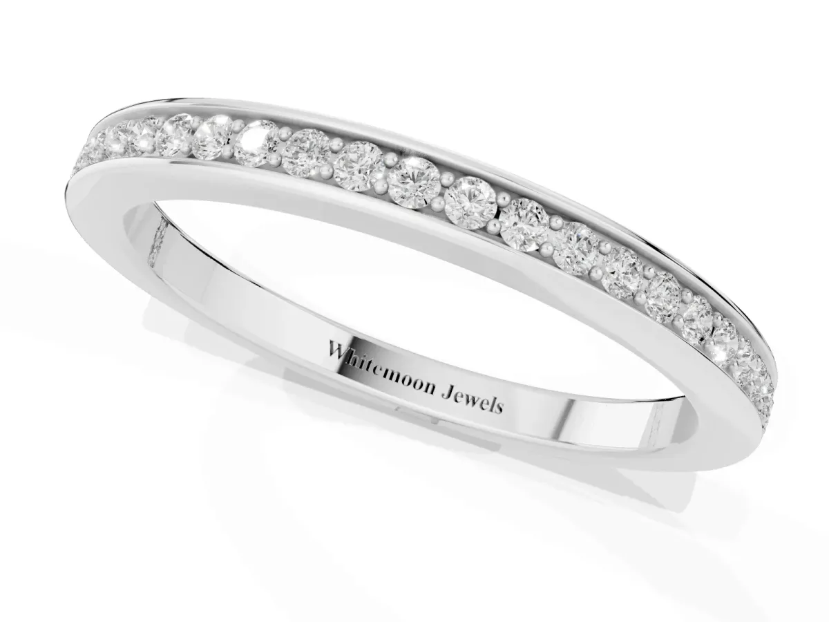 Round Diamond Pavé Set Eternity Band with Channel Setting Silver