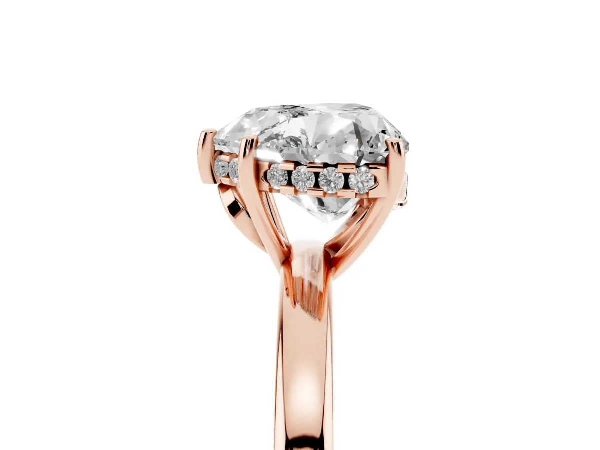 Heart Cut Solitaire Diamond Ring with Prong Setting and Plain Band Rose gold