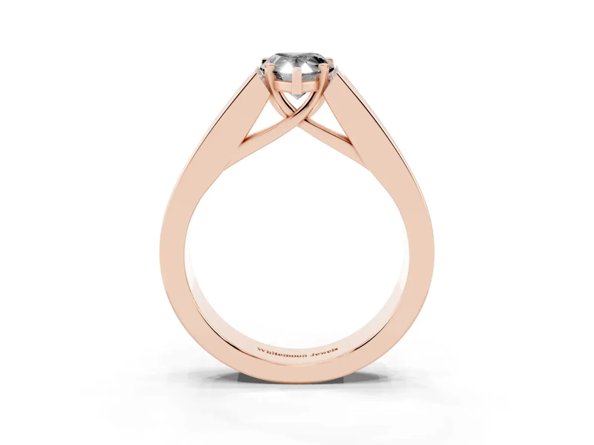 Fancy Black Pear Cut Cut Channel Set Solitaire Ring with Four-Prong Setting Rose gold