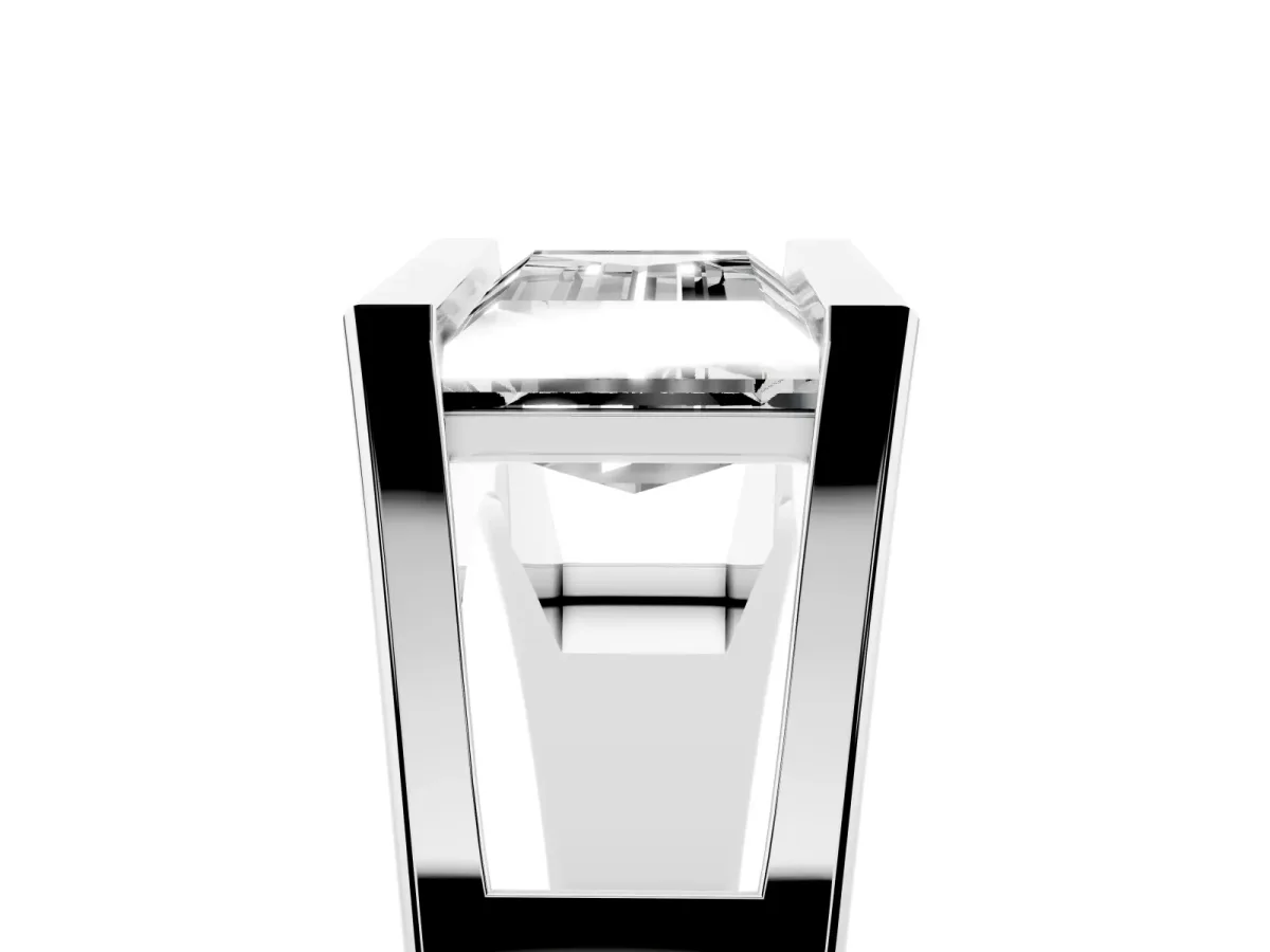 Baguette Diamond Geometric Solitaire Ring White gold